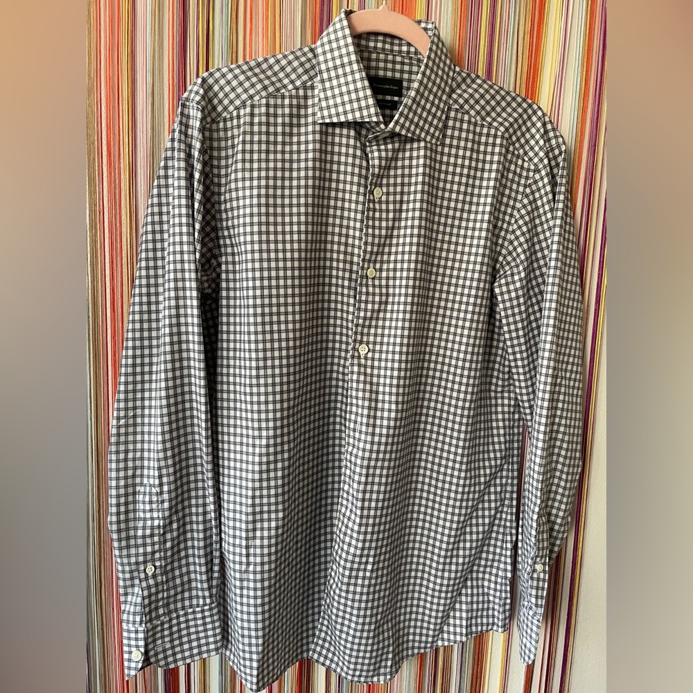 Ermenegildo Zegna Gray Checkered Dress Shirt - Picture 6 of 6